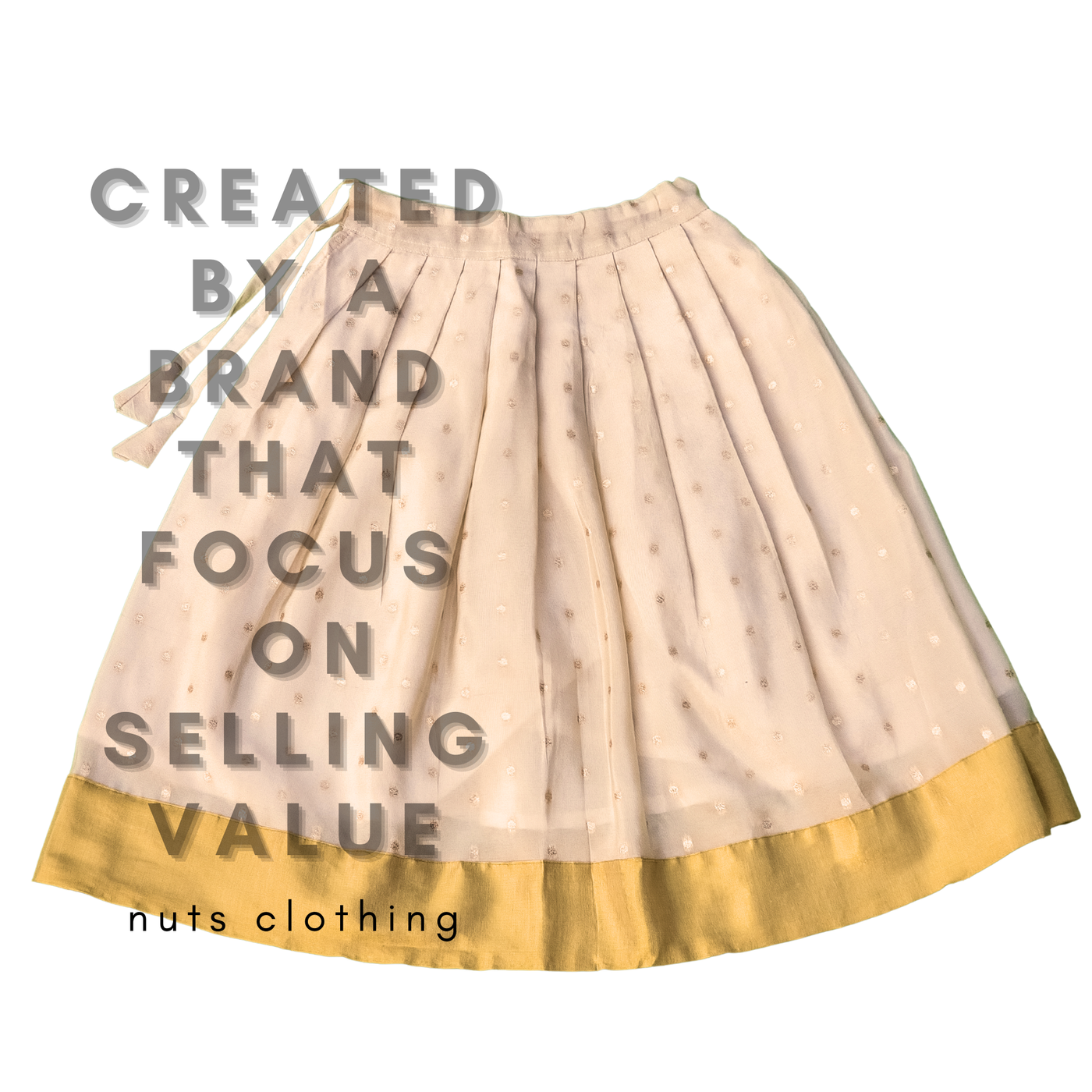 Skirt & Top Set for Girls: Traditional Onam Attire From NutsClothing | Golden Kasavu | Peacock Green | Light Green | Light Orange | For Ages 6 Months to 7 Years