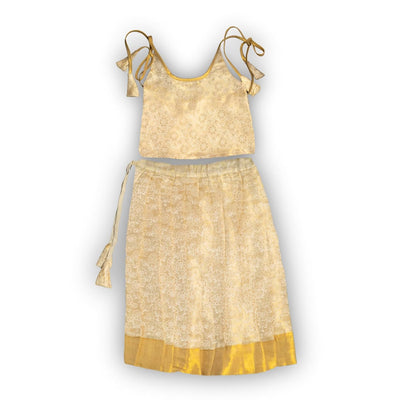Skirt & Top Set for Girls: Traditional Onam Attire From NutsClothing | Gold | For Ages 6 Months to 7 Years