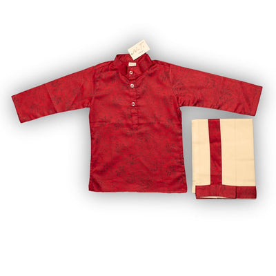 Nuts Clothing Boys Golden Kurta and Cream Mundu Set | Traditional Kerala Outfit for Kids | Ages 6 Months to 7 Years | Onam