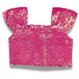 Magenta Brocade Onam Skirt Set